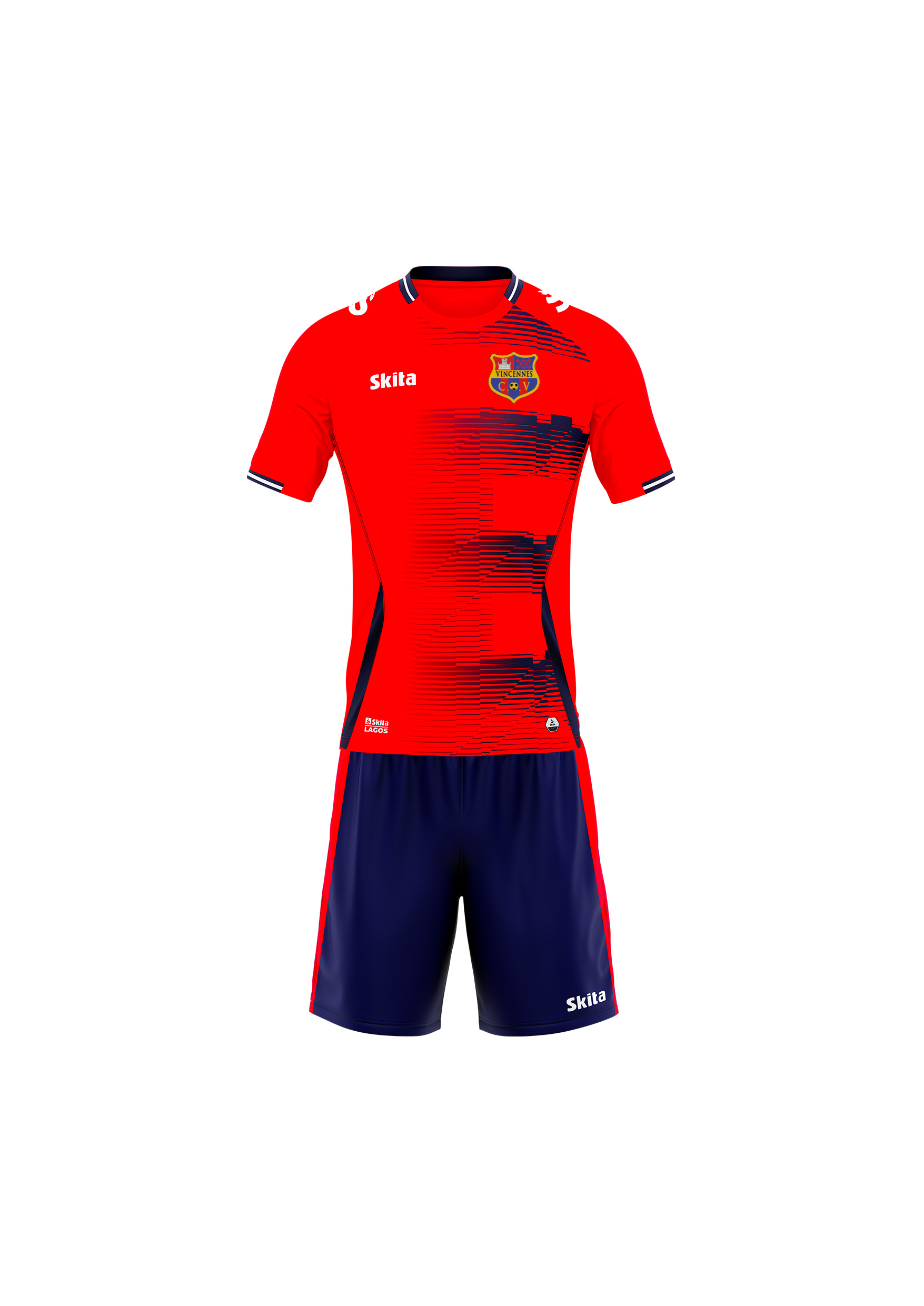 Maillot/short LAGOS (Rouge/Bleu nuit) (CO VINCENNES)